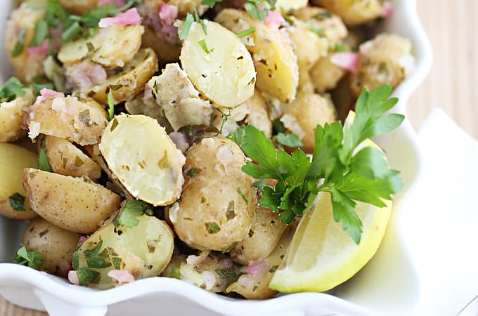 Greek no-mayo Lemon Potato Salad Recipe createdbydiane.com