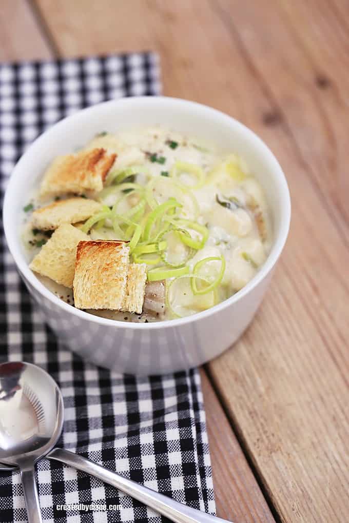 potato leek soup with chicken recipe createdbydiane.com