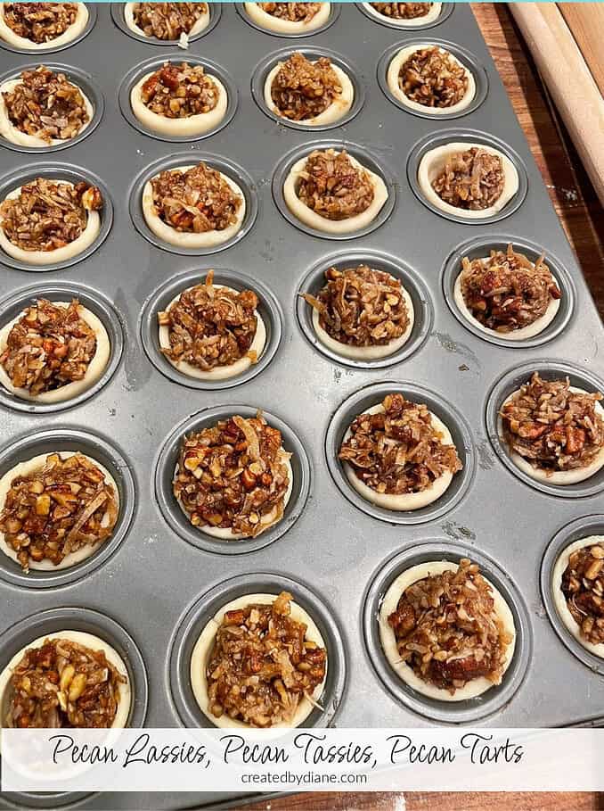 pecan lassies, pecan tassies, pecan tarts recipe at createdbydiane