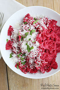 pink pasta sauce recipe with roasted beets and garlic createdbydiane.com