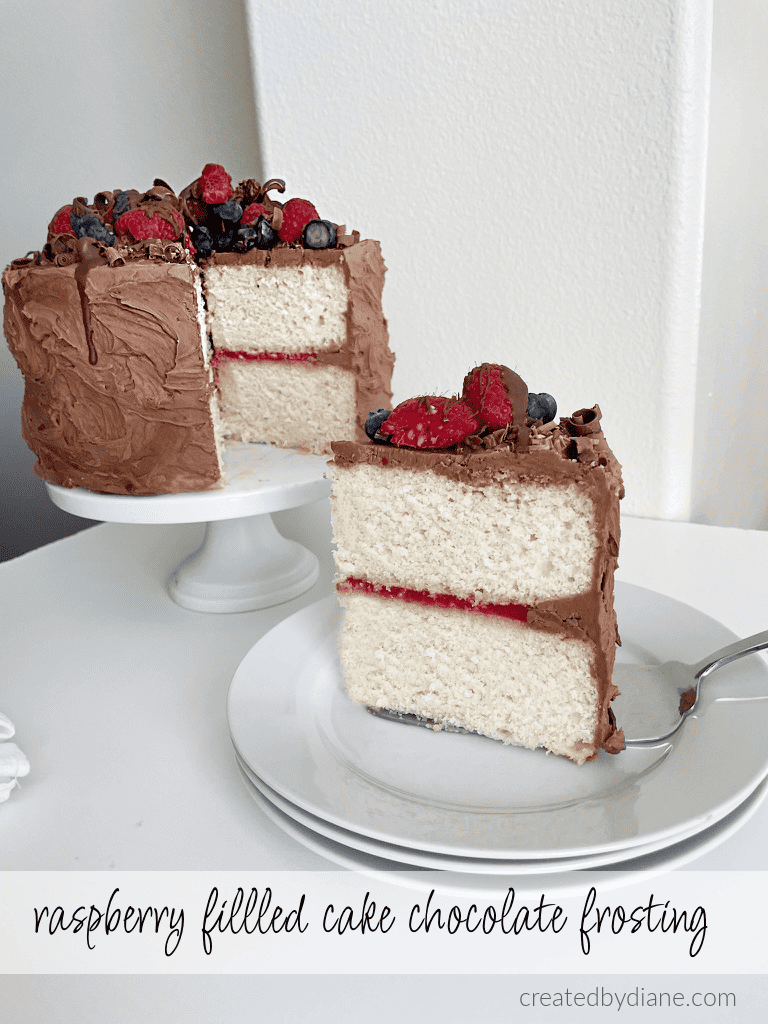 Chocolate Frosted Cake Raspberry Filling | Created by Diane