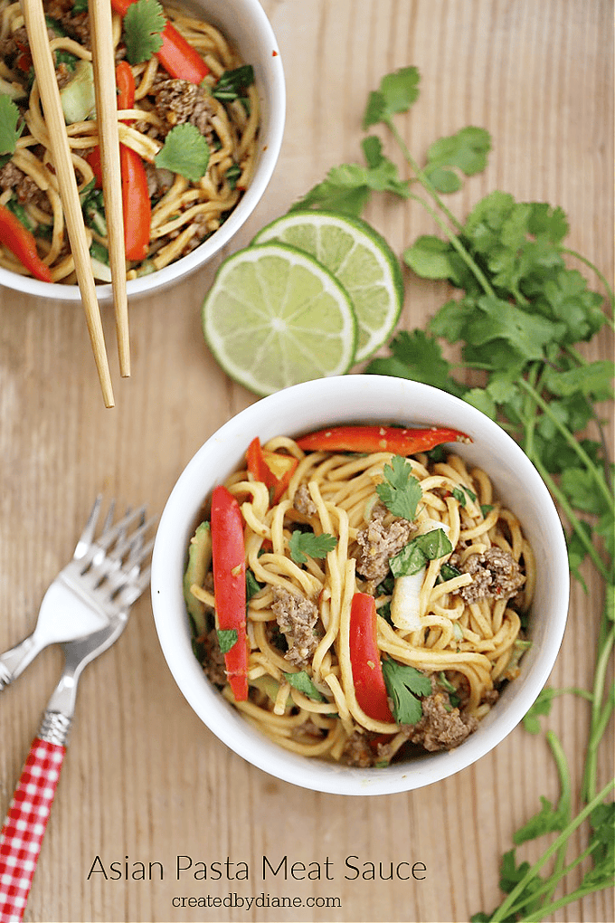 ASIAN PASTA MEAT SAUCE recipe from createdbydiane.com