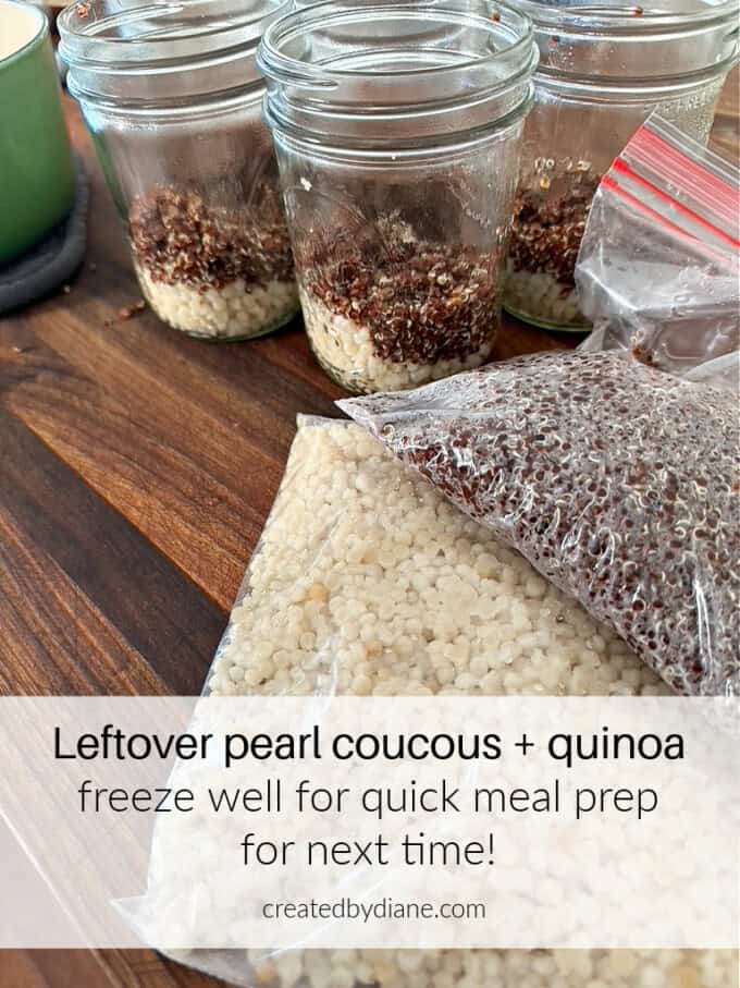 meal prep freezing pearl couscous and quinoa createdbydiane