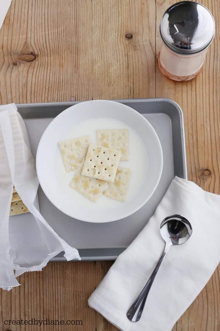 Saltines, milk and sugar