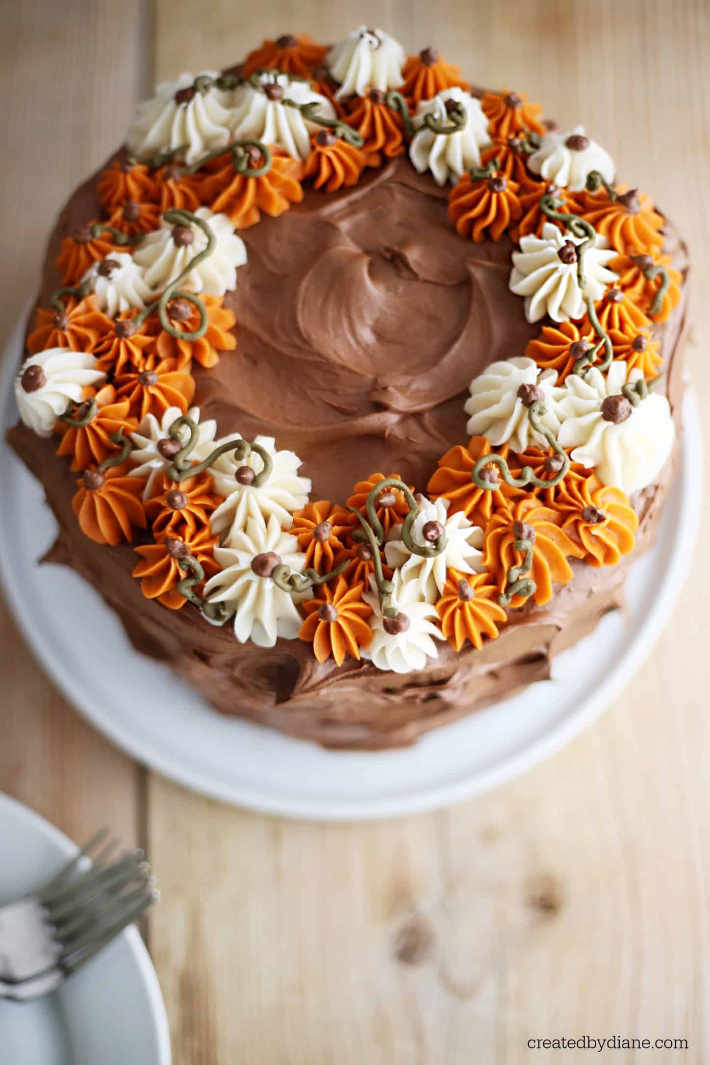 pumpkin layer cake chocolate frosting createdbydiane