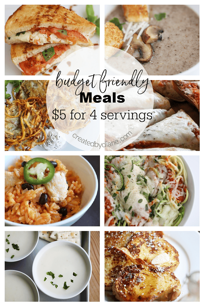 Budget Meals, Simple and Satisfying $5 meals for 4 servings createdbydiane