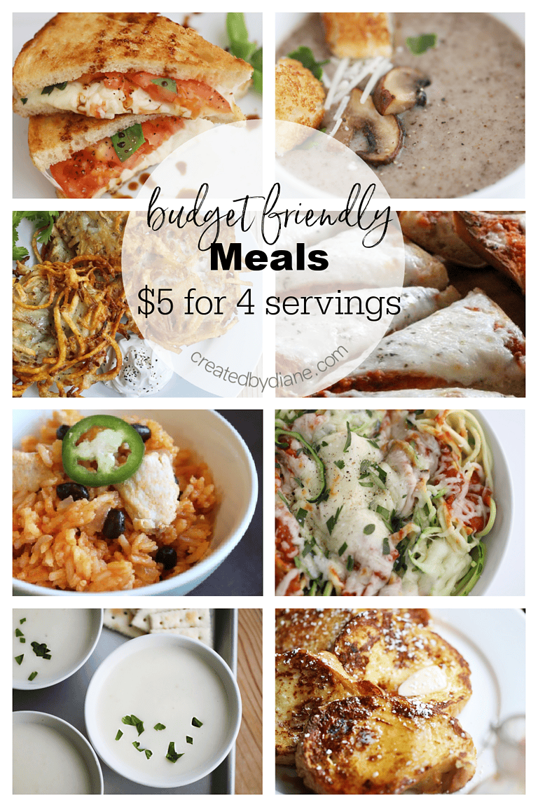 Budget Meals, Simple and Satisfying $5 meals for 4 servings createdbydiane