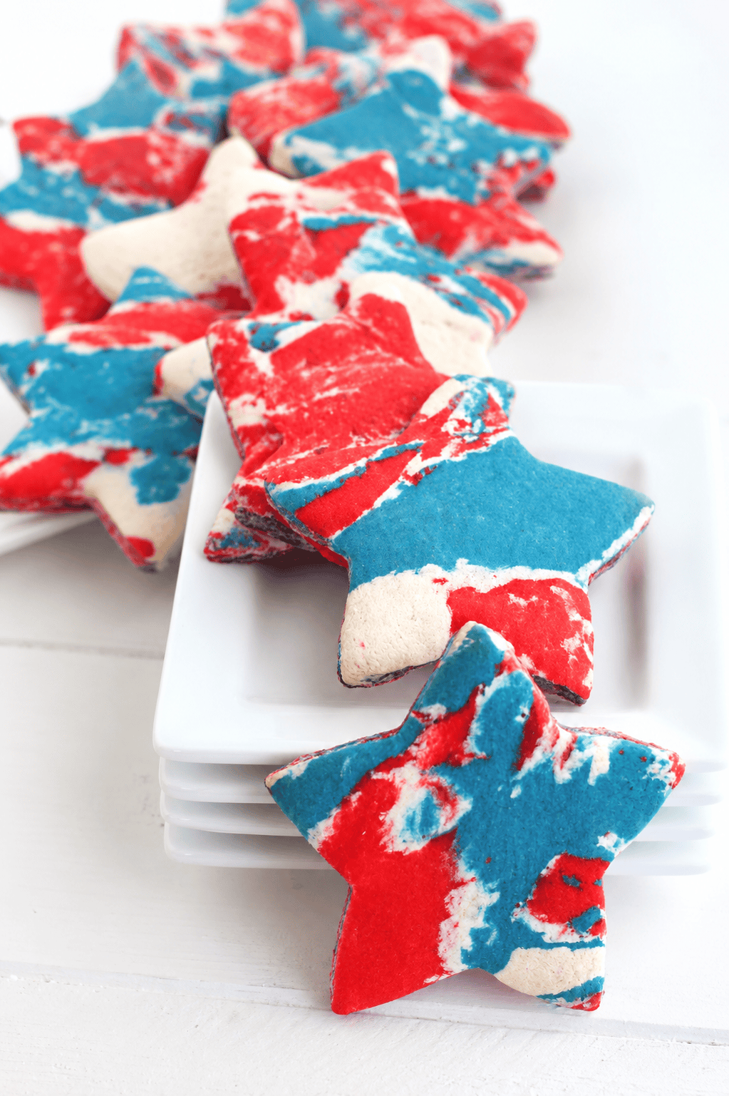 RED WHITE BLUE TIE DYE star shaped COOKIES