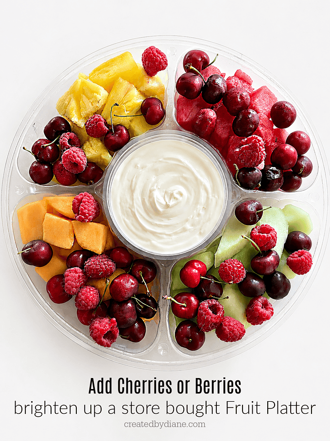 add some berries or cherries to a store bought fruit platter to impress createdbydiane
