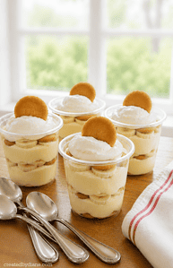 EASY BANANA MOUSSE in cups, perfect for quick esay dessert, camping, potluck, beach days createdbydiane