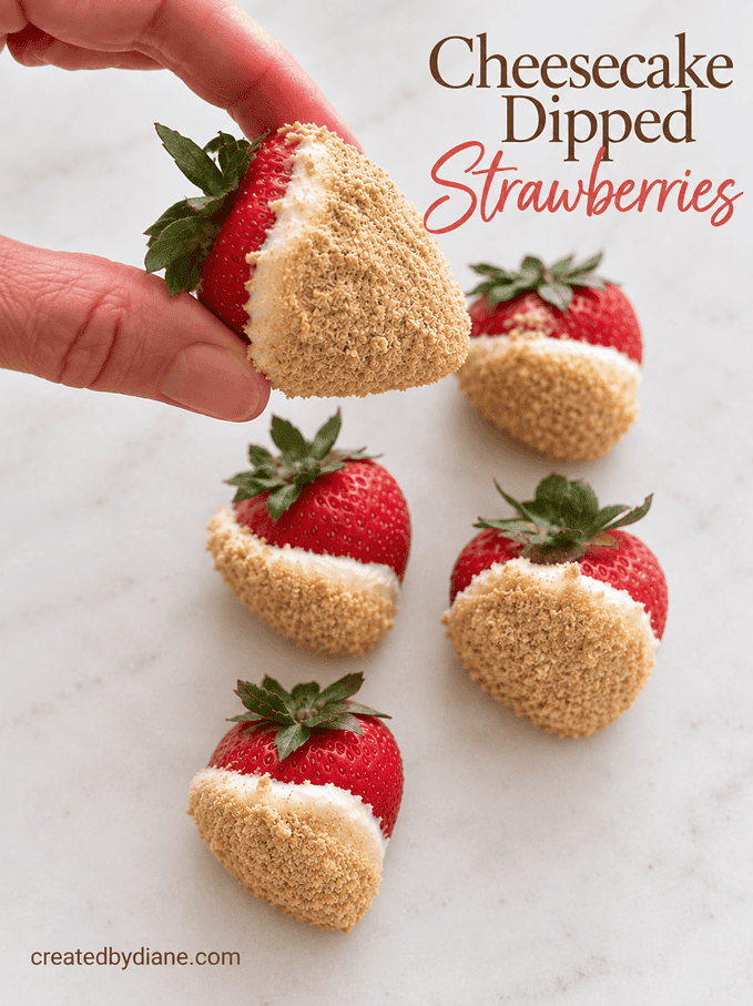cheesecake dipped strawberries, strawberries, dessert dip, graham cracker crumbs