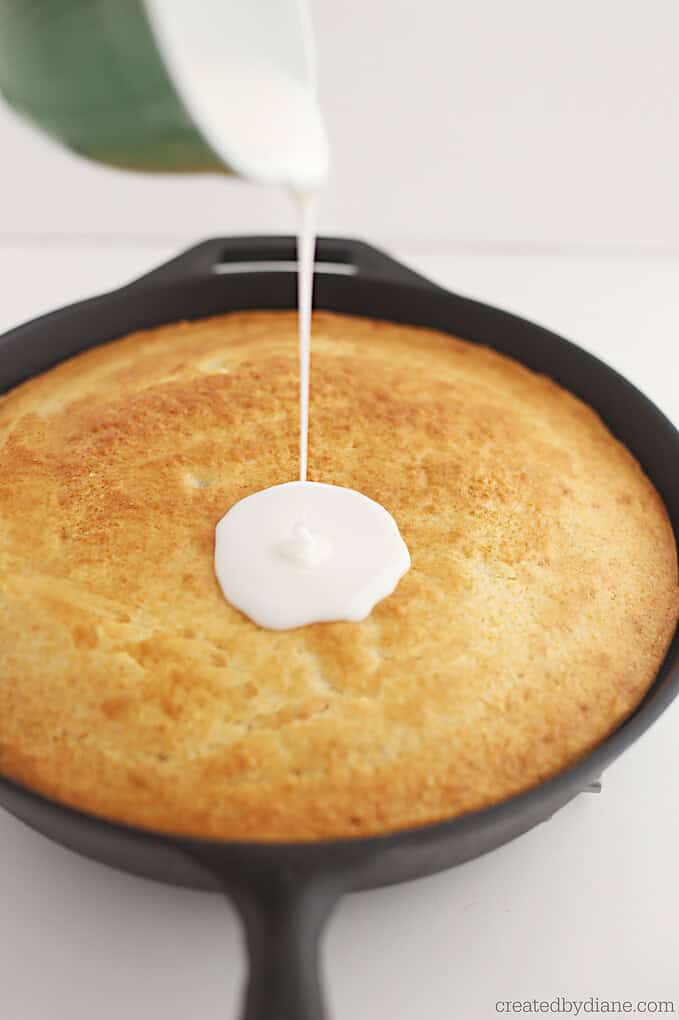 how to make glaze icing quickly and easily to elevate desserts to a whole new level. pouring icing ont o a skillet cake